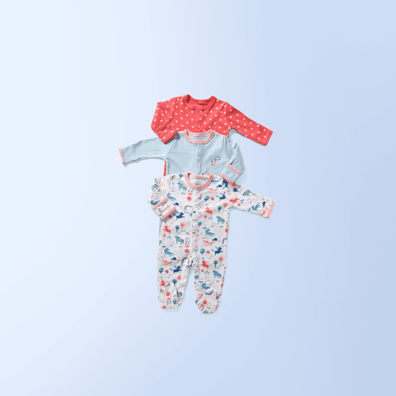 Baby 3-Pack 3-Way Zip Sleep & Play Pajamas (Girl) - Ninos Kids store