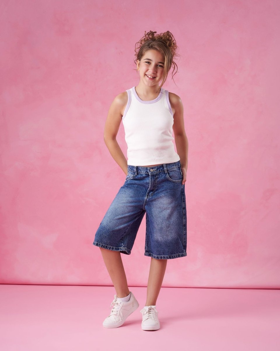 Ninos Kids storeGirls' Off-White Ribbed Tank T-ShirtT-ShirtsNINOS