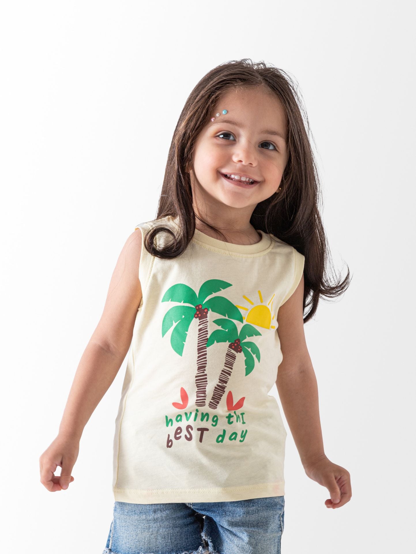 Palm tree sleeveless T-shirt