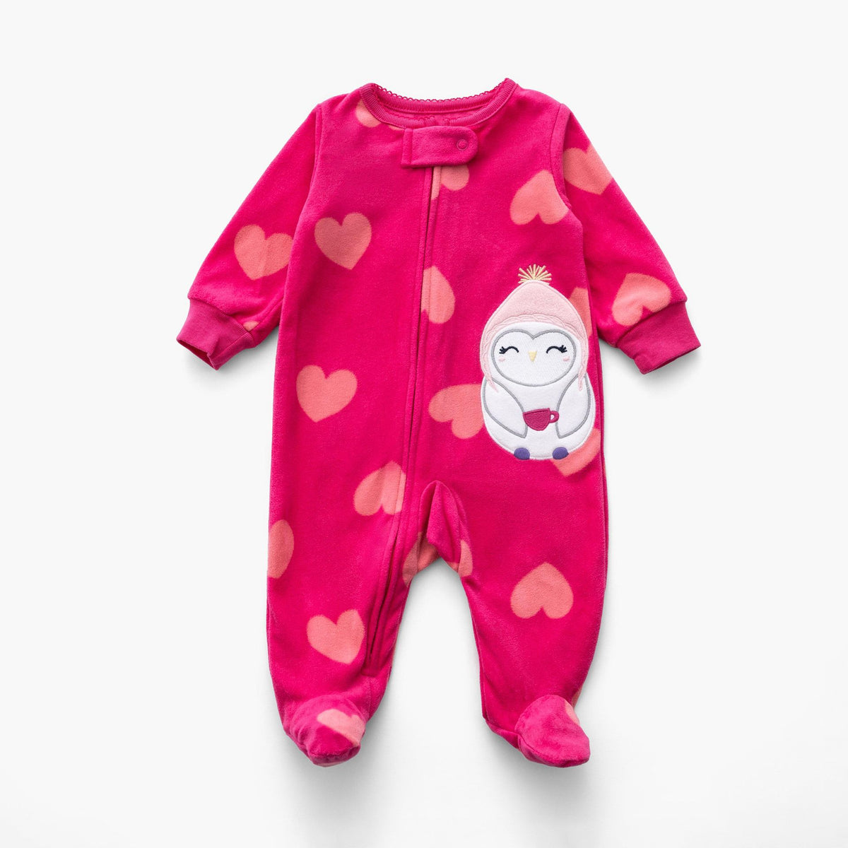 Ninos Kids storeGirls' Fuscia Hearts Fleece Sleepsuit RomperRompers & SleepsuitsGeneric