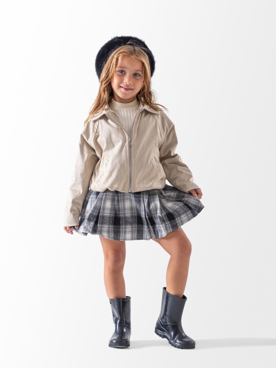 Ninos Kids storeGirls' Beige Suede Bomber JacketBomber JacketsNINOS