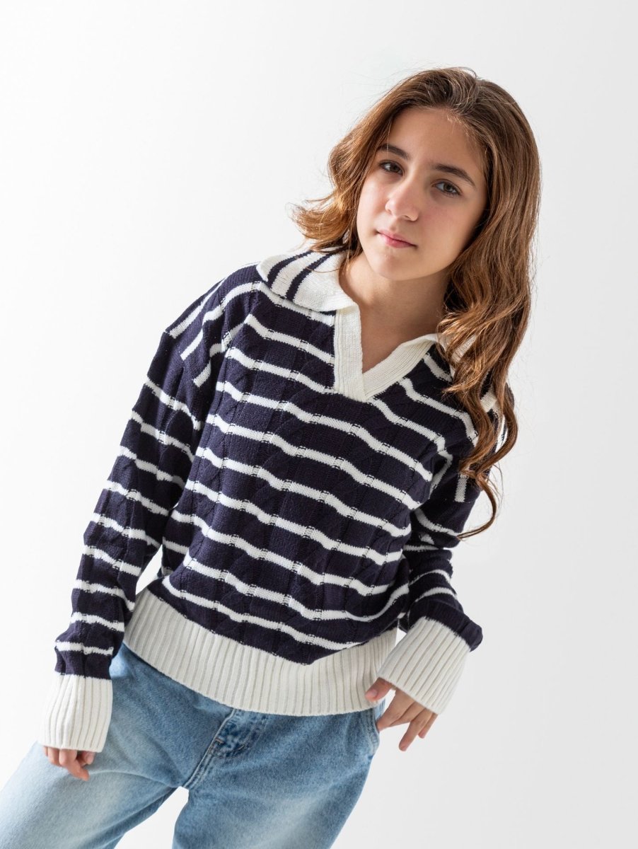 Ninos Kids storeGirls' Navy Striped PulloverPulloversNINOS