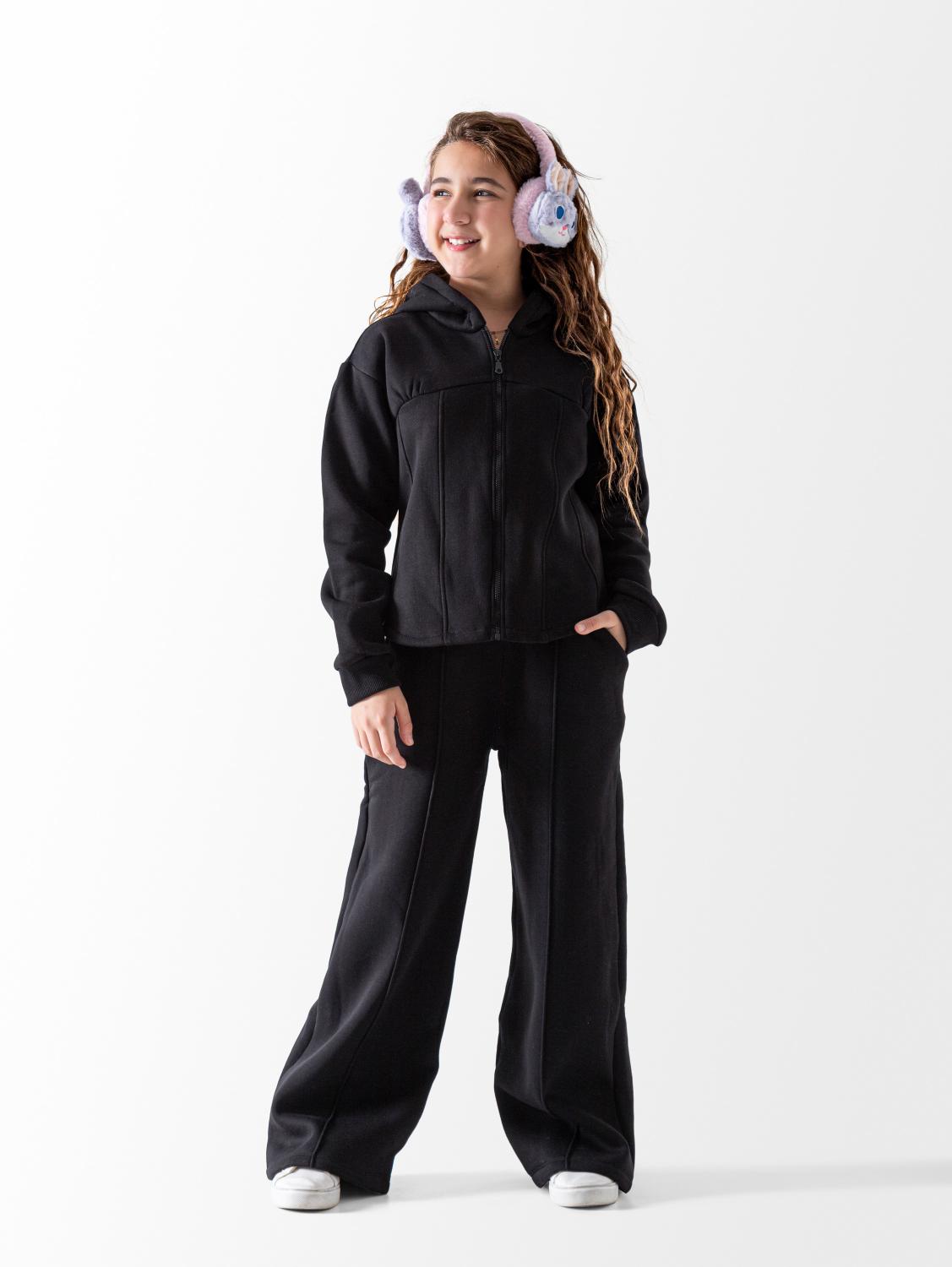 Ninos Kids storeGirls' Black Tracksuit 2-Piece Pyjama SetWinter PyjamaSOLANG