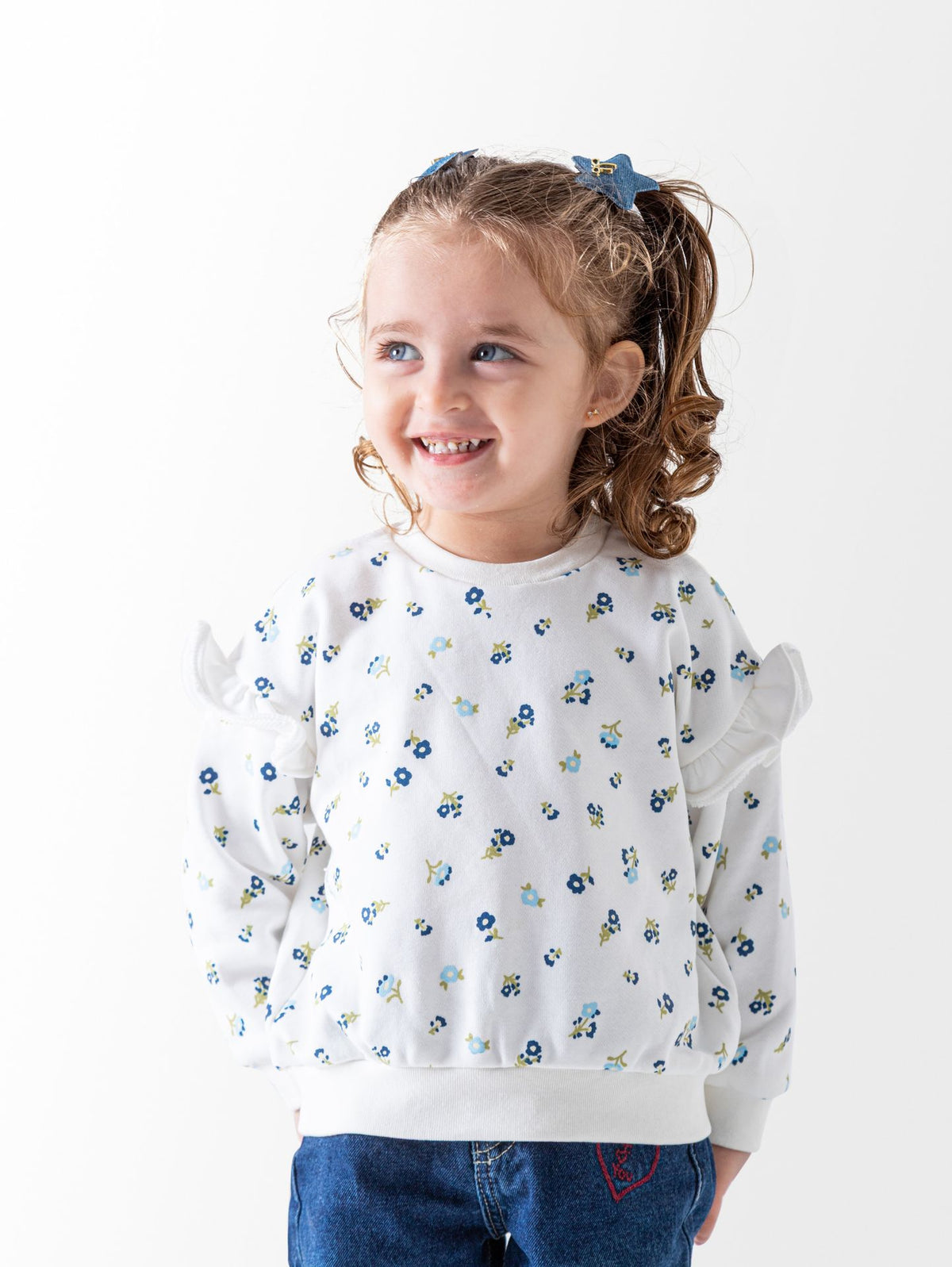 Baby Girls' Off-White Cut Flowers Sweatshirt