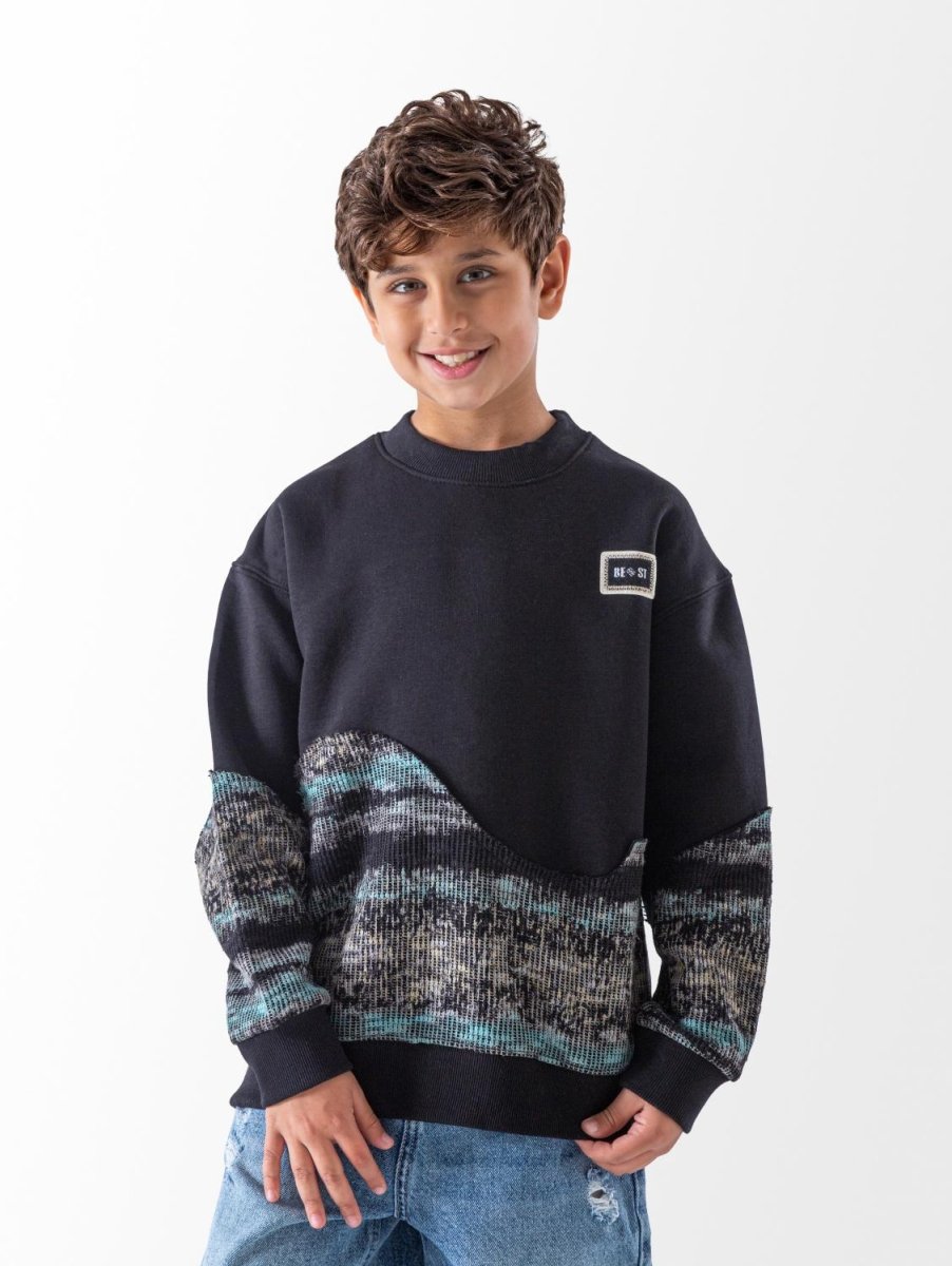 Ninos Kids storeBoys' Black Wave Jacquard SweatshirtSweatshirtsNINOS