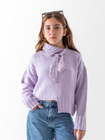 Ninos Kids storeGirls' Lavender Ribbed Knit PulloverPulloversMIX
