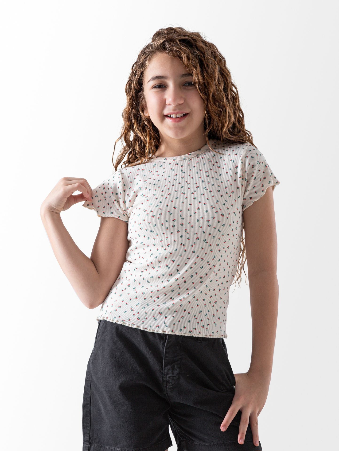 Ninos Kids storeFloral Ribbed T-ShirtT-ShirtsNINOS