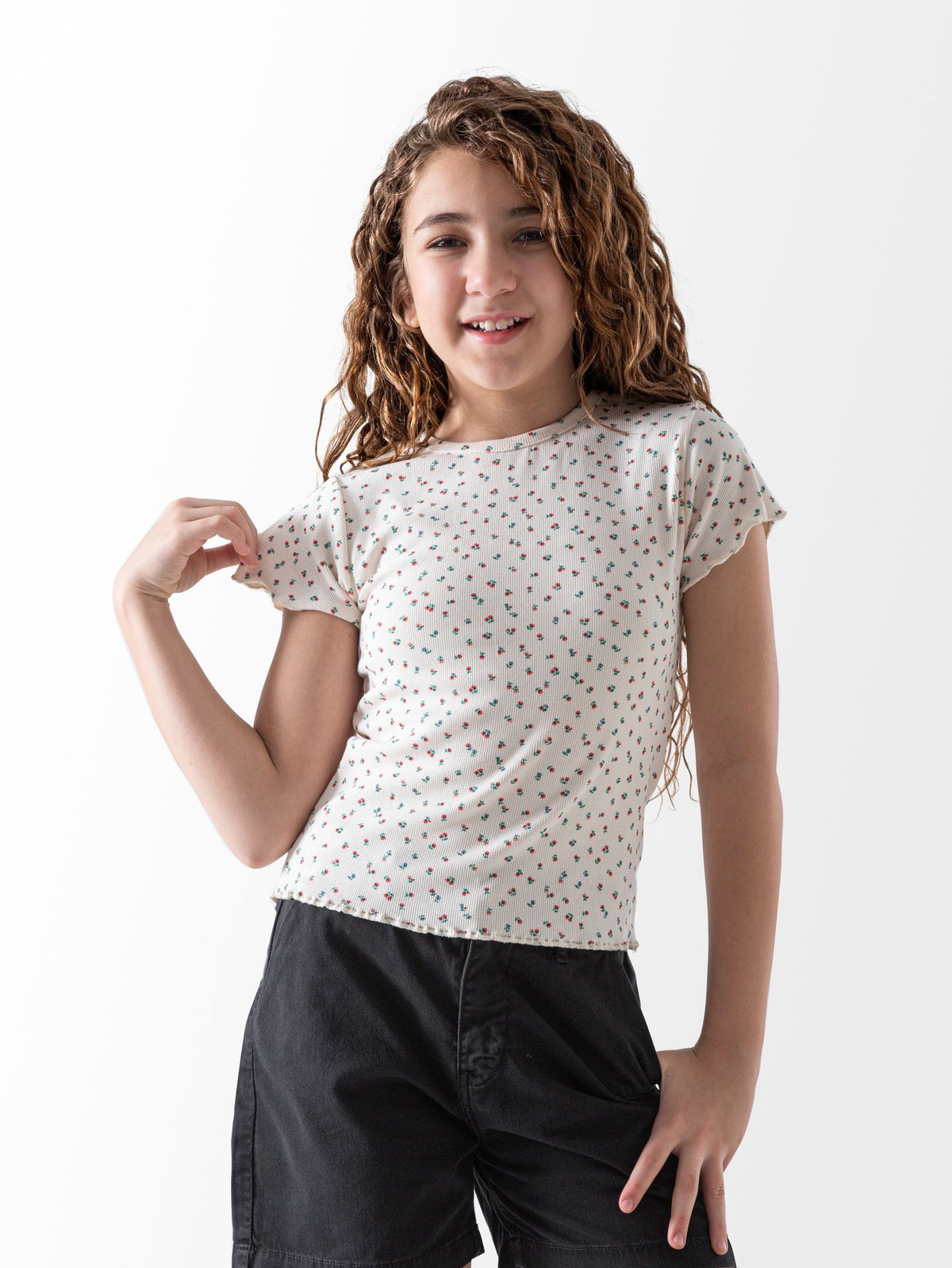 Ninos Kids storeFloral Ribbed T-ShirtT-ShirtsNINOS