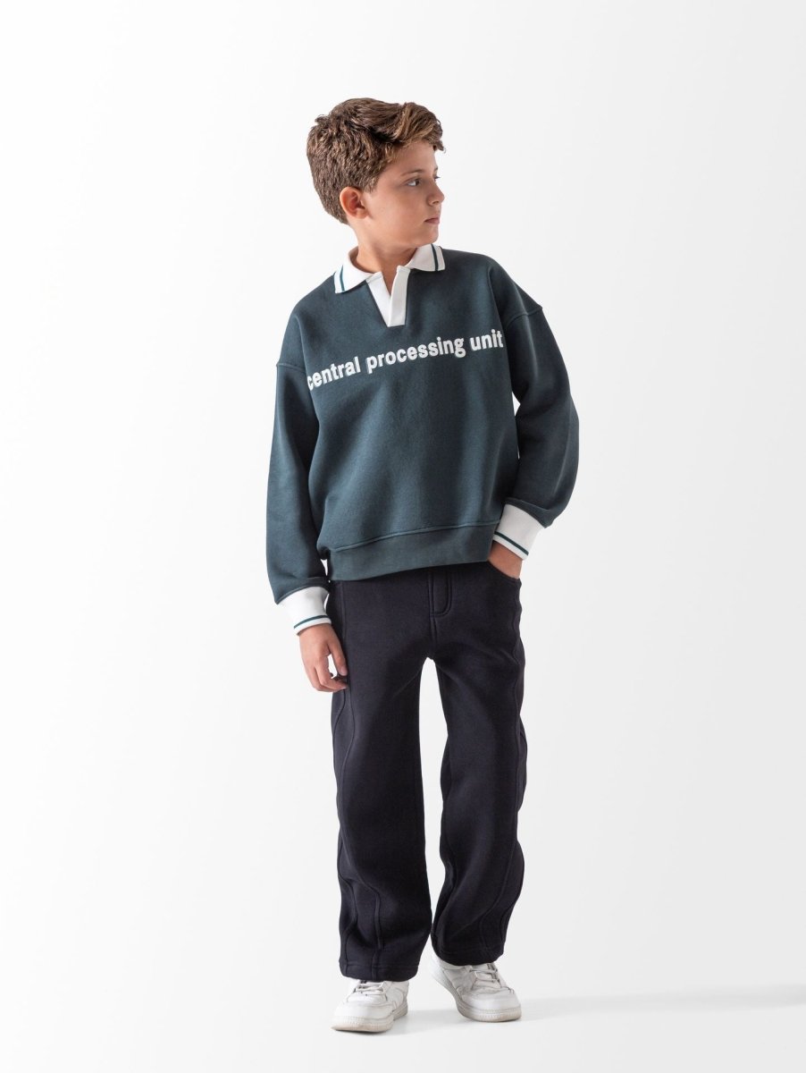 Ninos Kids storeBoys' Olive Central Procesing 2-Piece Pyjama SetWinter PyjamaSHARO