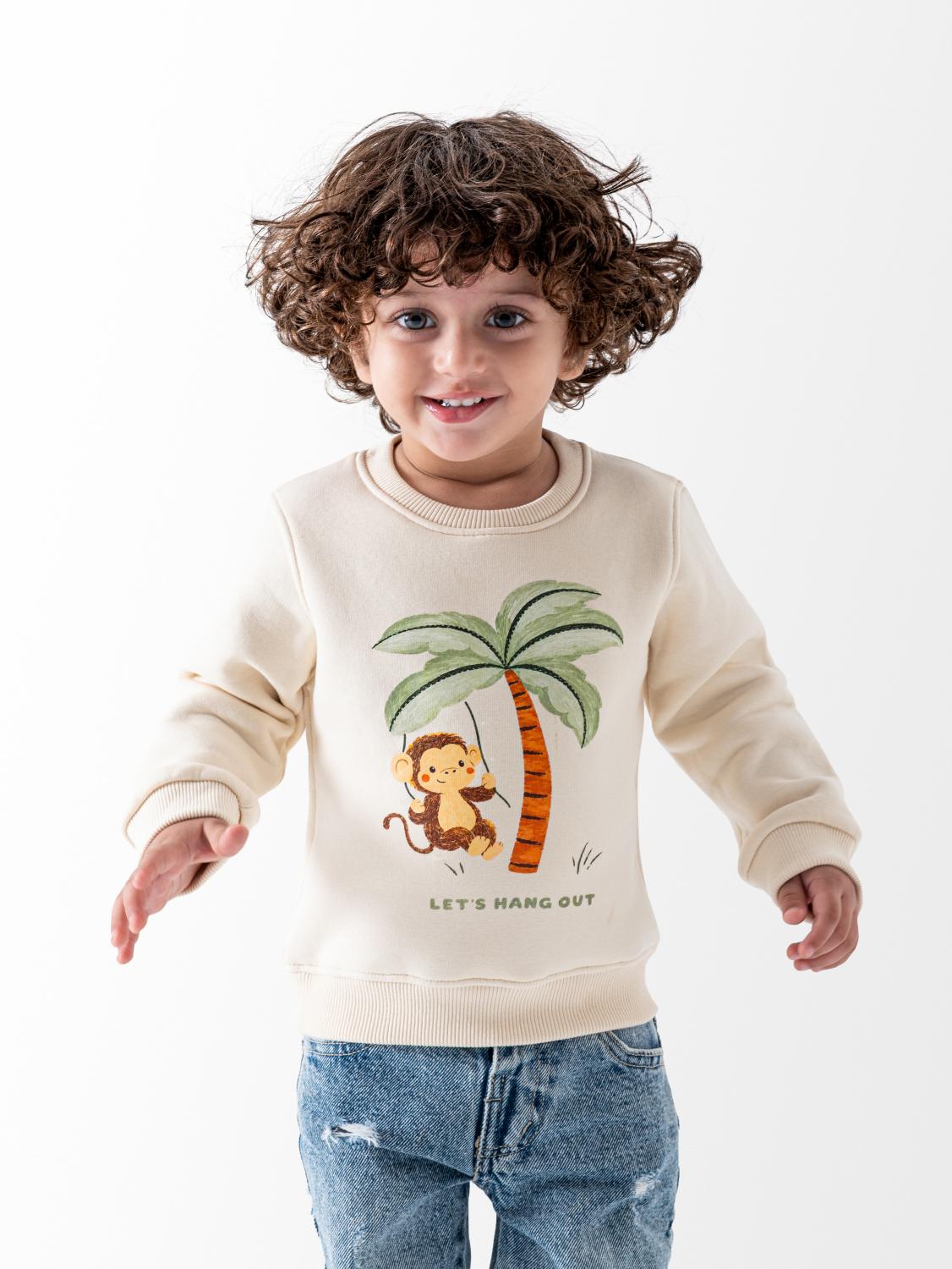 Ninos Kids storeBoys' Beige Let's hangout SweatshirtSweatshirtsNINOS