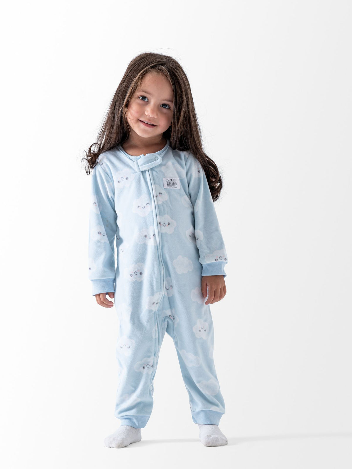 Ninos Kids storeGirls' Baby Blue Clouds Fleece Sleepsuit RomperRompers & SleepsuitsGeneric
