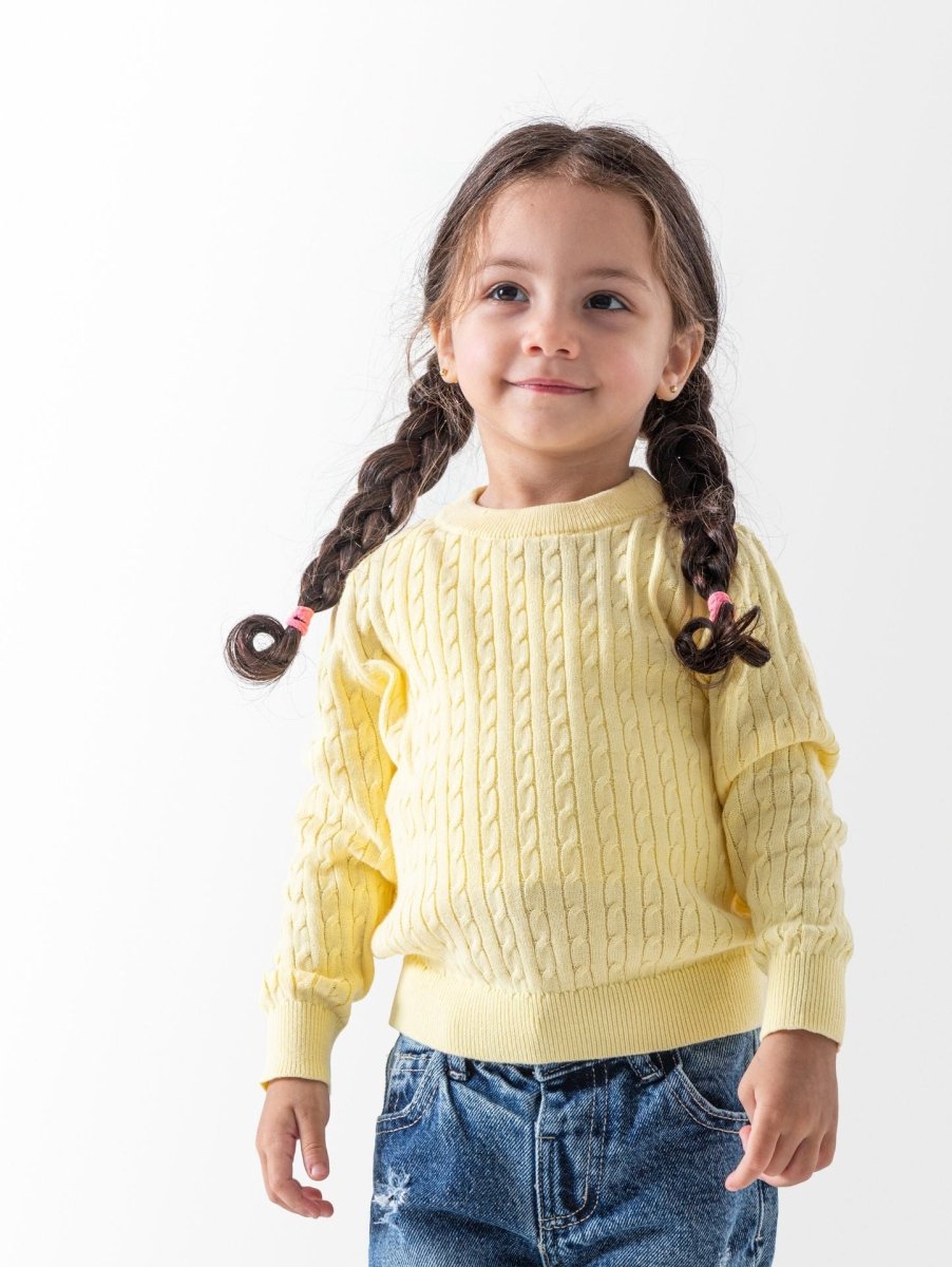 Ninos Kids storeBaby Girls' Yellow Ribbed Knitted PulloverPulloversNINOS