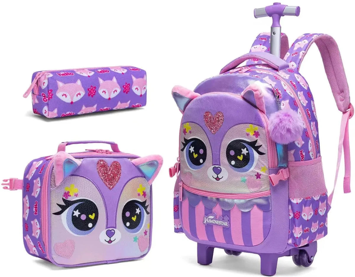 Ninos Kids storeFox 3PCS Trolley BackpackBag set طقم شنط مدرسةJasmin