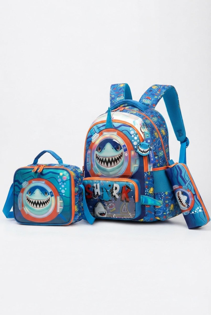 Ninos Kids storeShark 3PCS BackpackBag set طقم شنط مدرسةJasmin