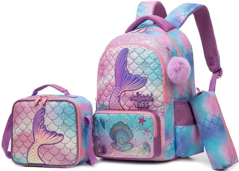 Ninos Kids storeMermaid Life 3PCS BackpackBag set طقم شنط مدرسةJasmin
