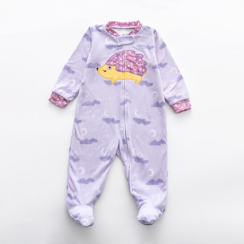 Ninos Kids storeBoys' Lavander Hedgehog Fleece Sleepsuit RomperRompers & SleepsuitsGeneric
