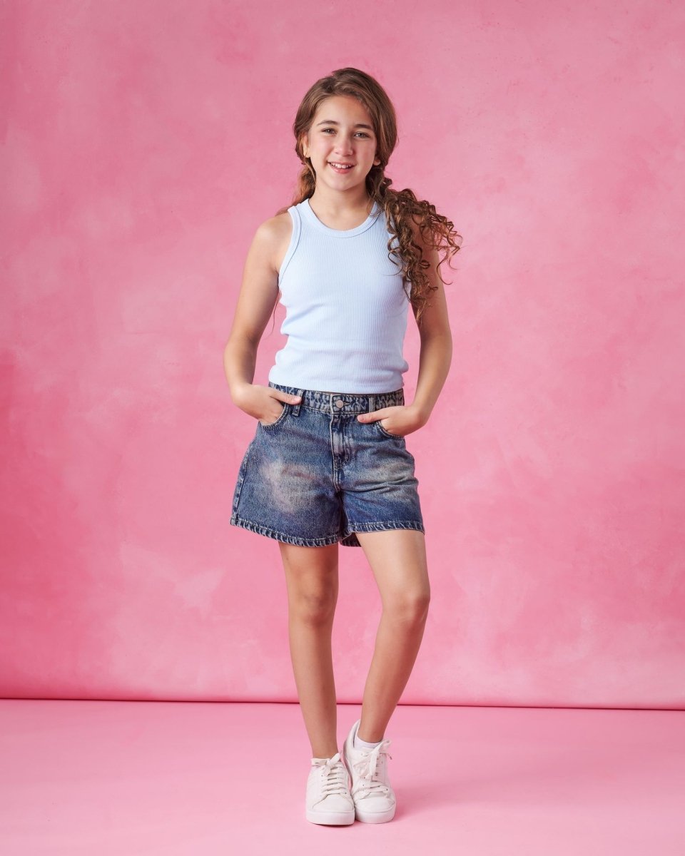 Ninos Kids storeGirls' Baby Blue Ribbed Tank T-ShirtT-ShirtsNINOS