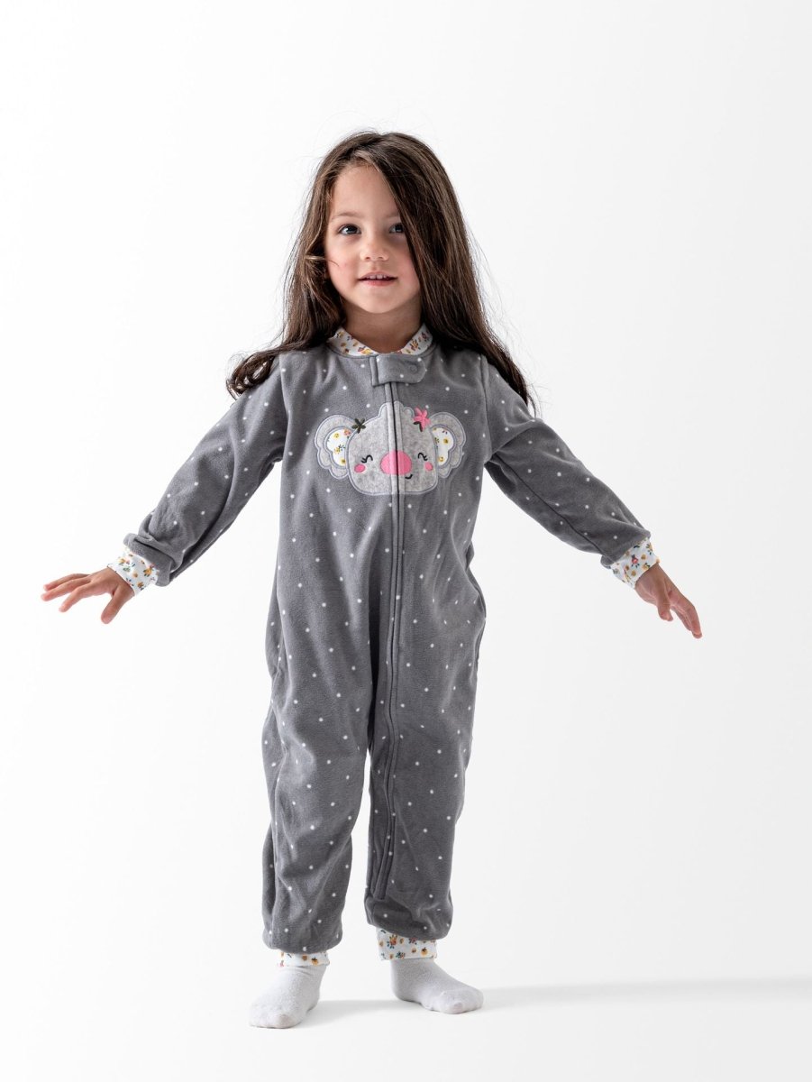 Ninos Kids storeGirls' Dark Grey Koala Fleece Sleepsuit RomperRompers & SleepsuitsGeneric