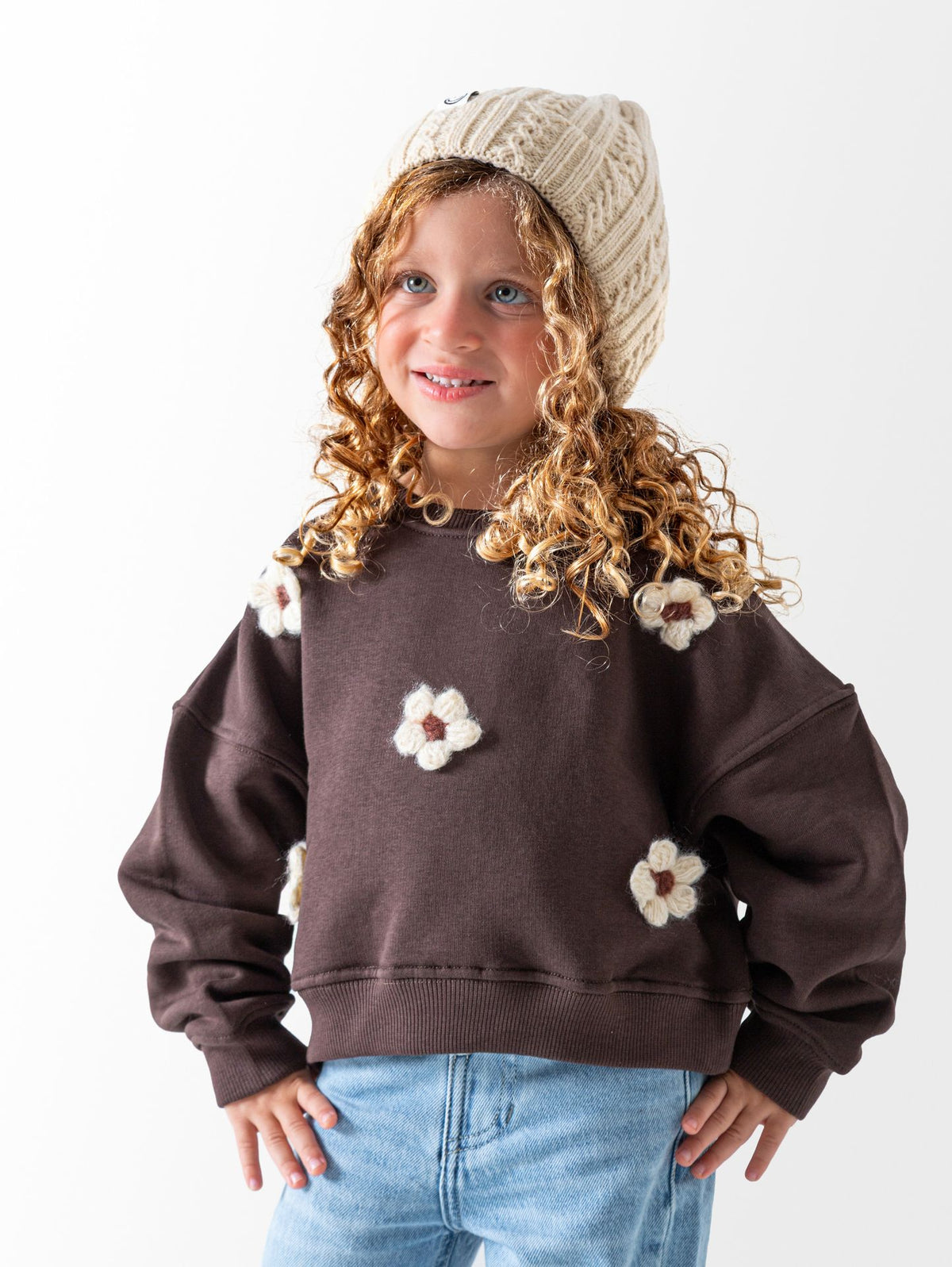 Ninos Kids storeGirls' Brown Flower SweatshirtSweatshirtsNINOS