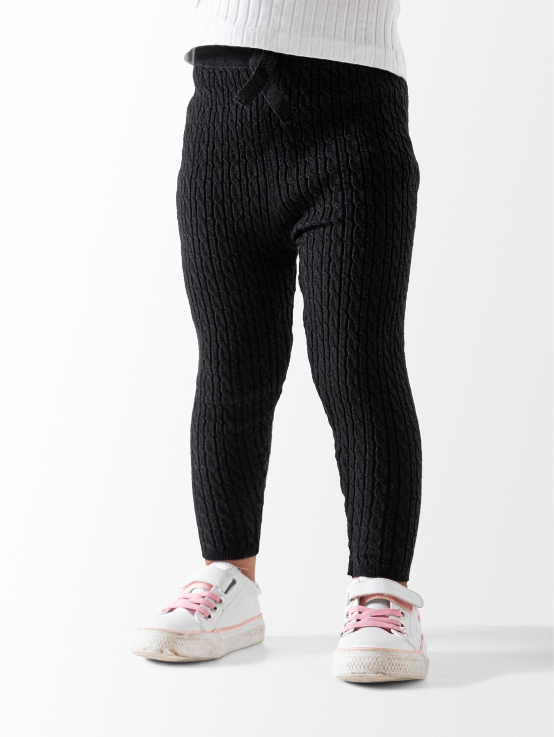 Ninos Kids storeGirls' Black Braided Knit LeggingsLeggingsNINOS