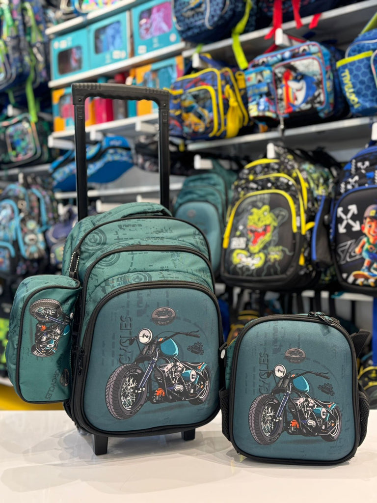 Ninos Kids storeMotorcycle 3PCS Trolly BagBag set طقم شنط مدرسةJasmin