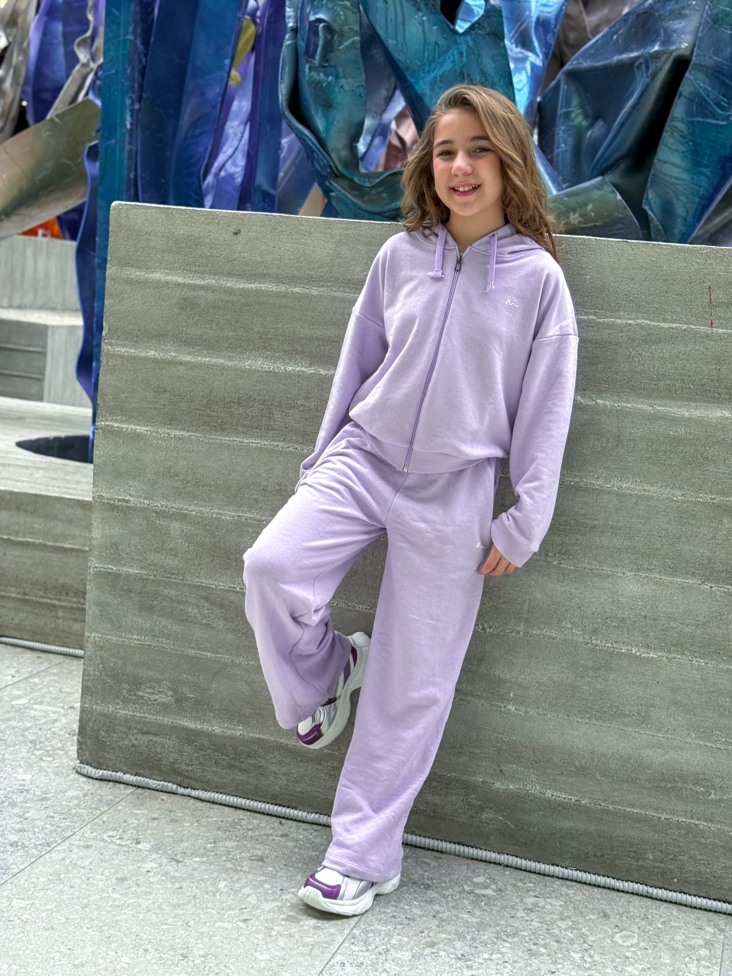 Crop top,wide leg Zipper set