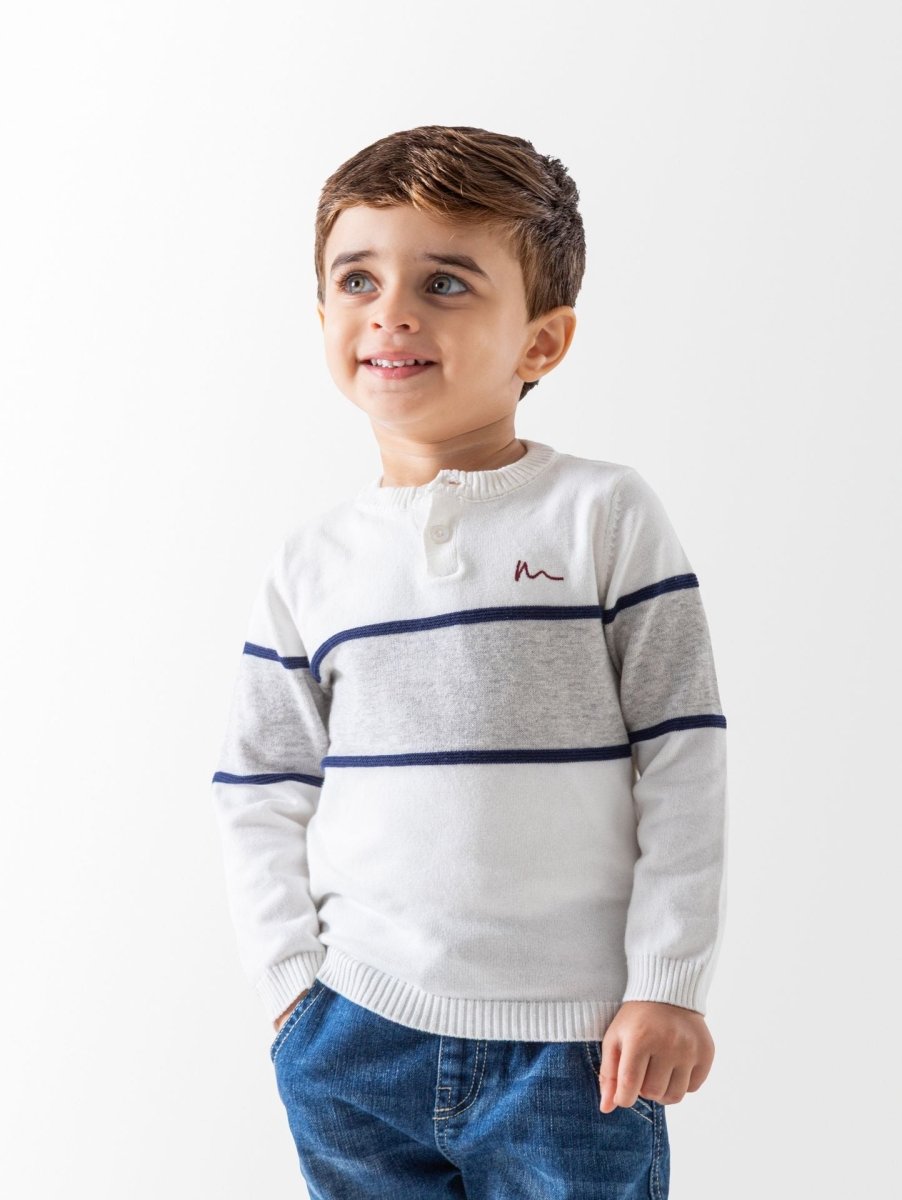 Ninos Kids storeBaby Boys' White Wide Stripe PulloverPulloversNINOS