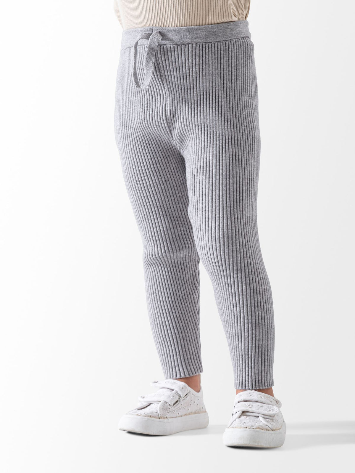 Ninos Kids storeGirls' Light Grey Ribbed Knit LeggingsLeggingsNINOS