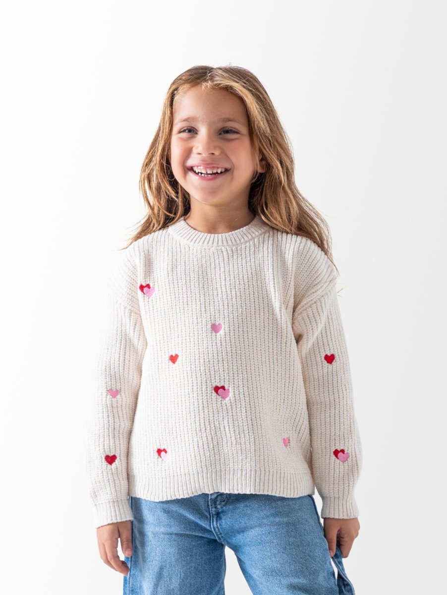 Ninos Kids storeGirls' Beige Hearts PulloverPulloversNINOS