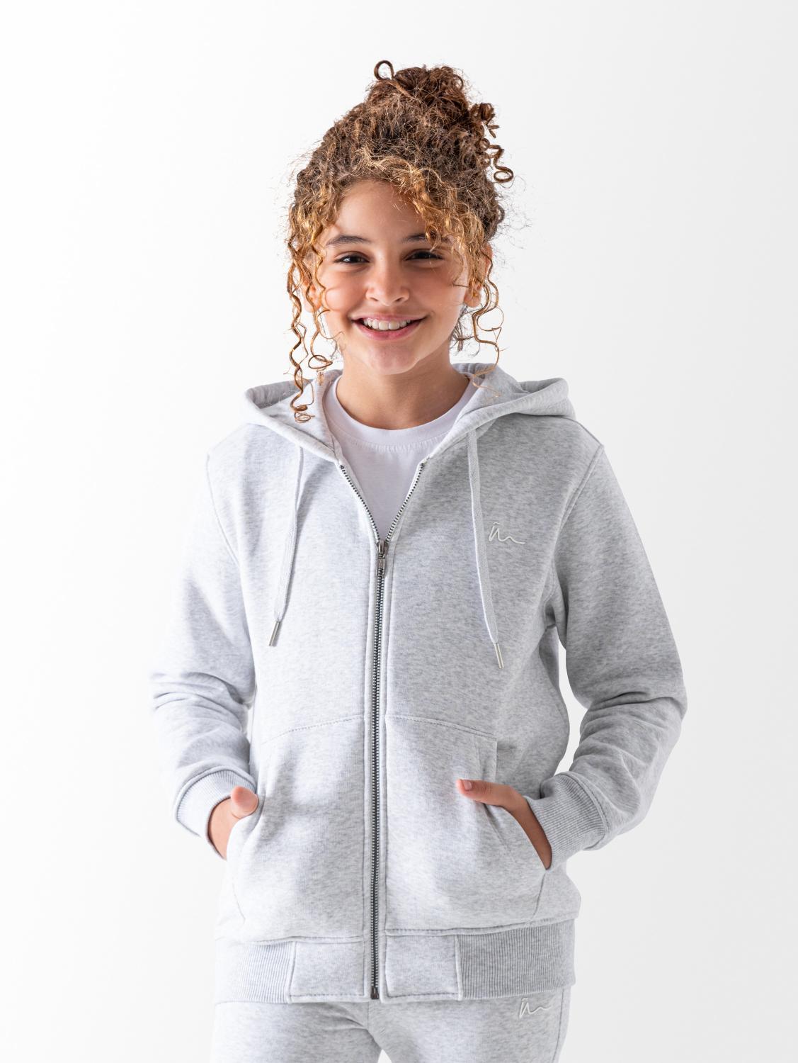 Unisex Light Grey Zip Sweatshirt