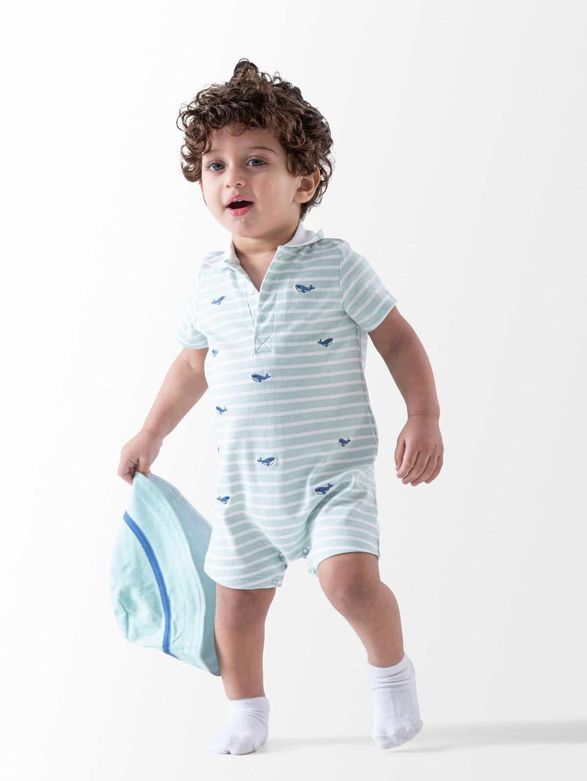 Ninos Kids storeStriped whale 2PCS RomperRompers & SleepsuitsGeneric