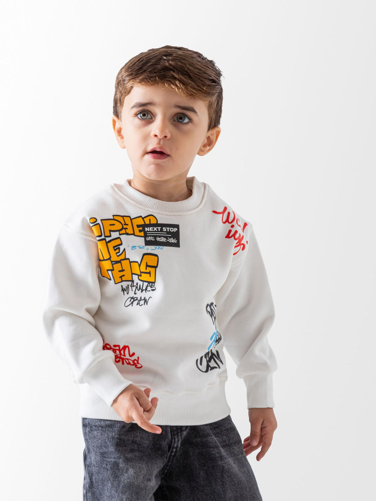 Ninos Kids storeBoys' White Wild Ink SweatshirtSweatshirtsNINOS