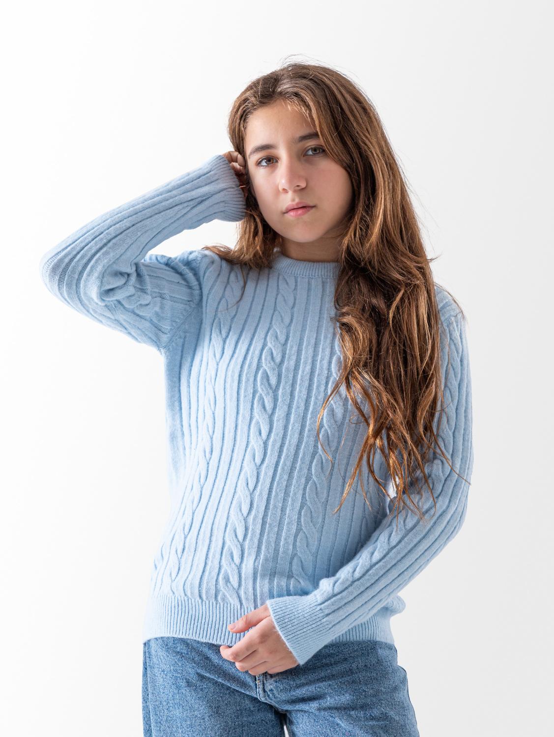 Ninos Kids storeGirls' Baby Blue Cable Knit PulloverPulloversNINOS
