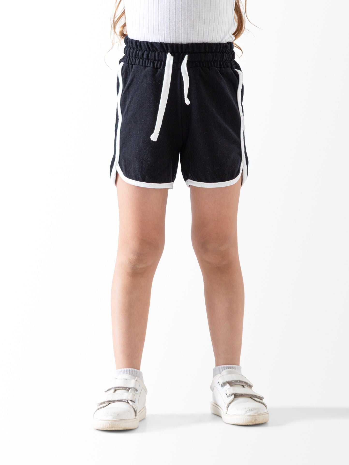 Black Cotton Shorts for Girls – Piping