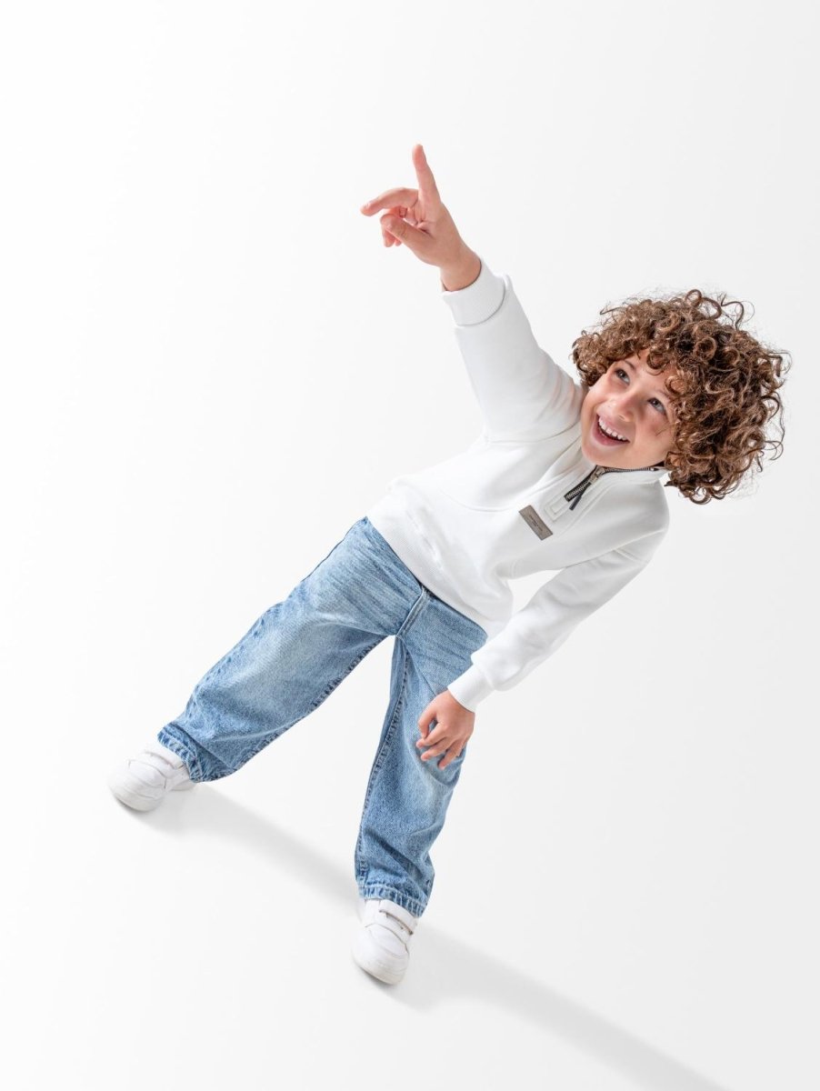 Ninos Kids storeBoys' White Half Zipper SweatshirtSweatshirtsNINOS