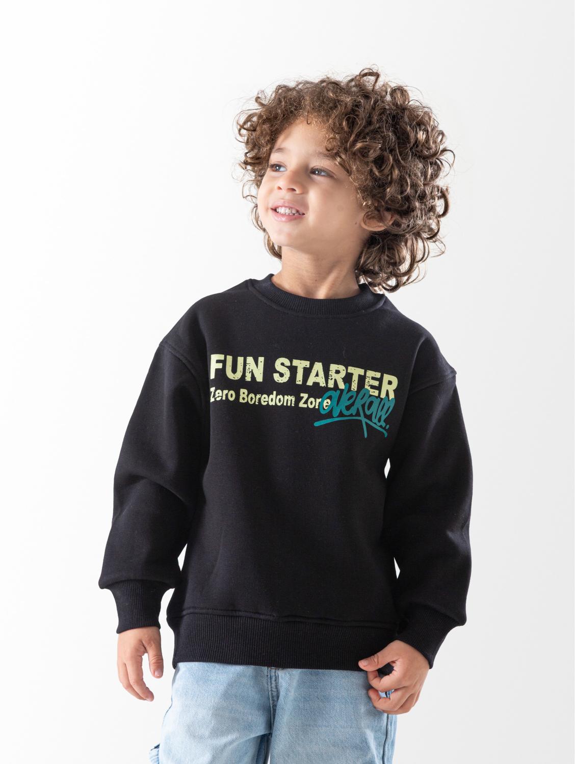 Ninos Kids storeBoys' Black Fun Starter SweatshirtSweatshirtsNINOS