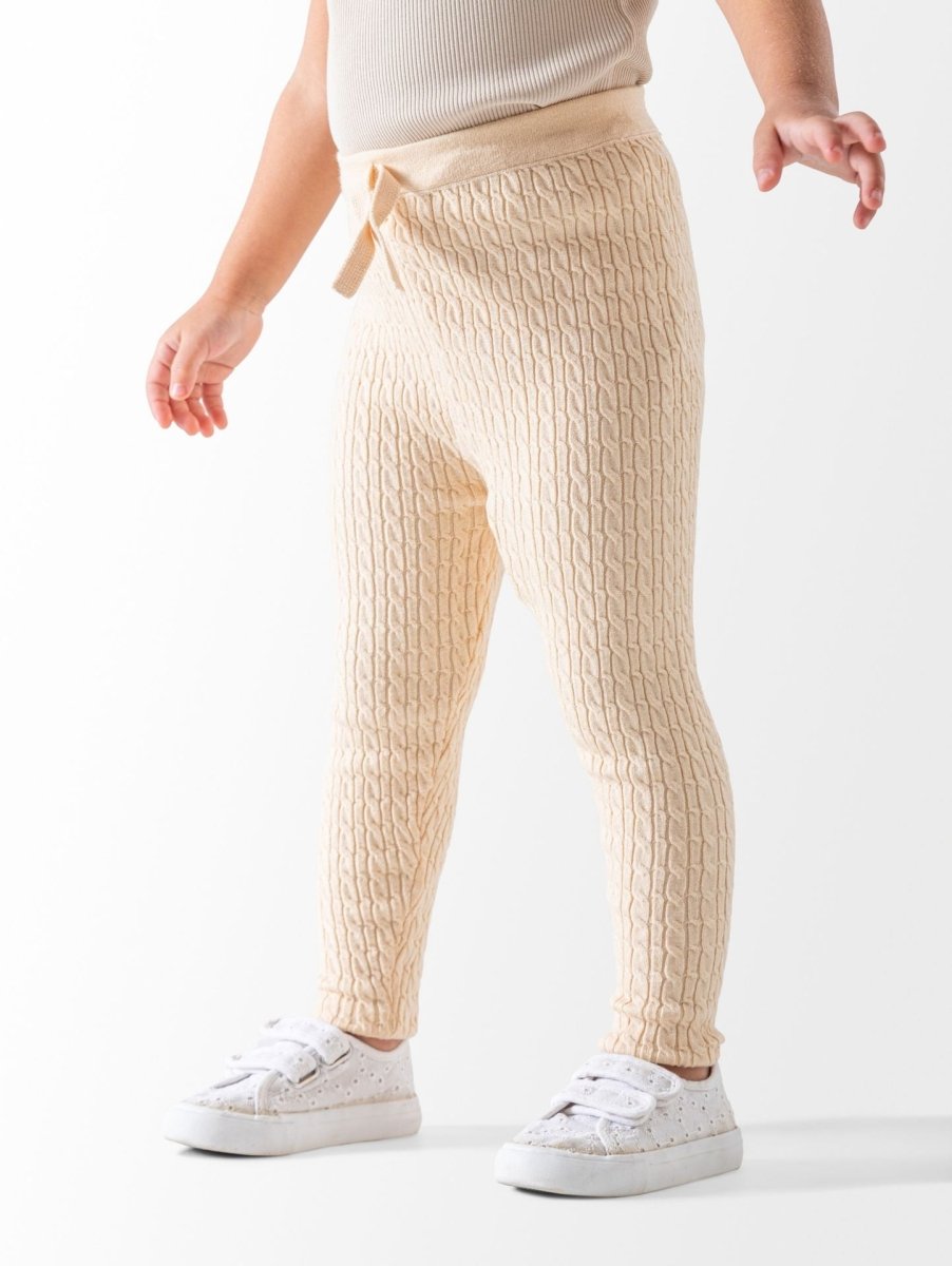 Ninos Kids storeBaby Girls' Beige Braided Knit LeggingsLeggingsNINOS