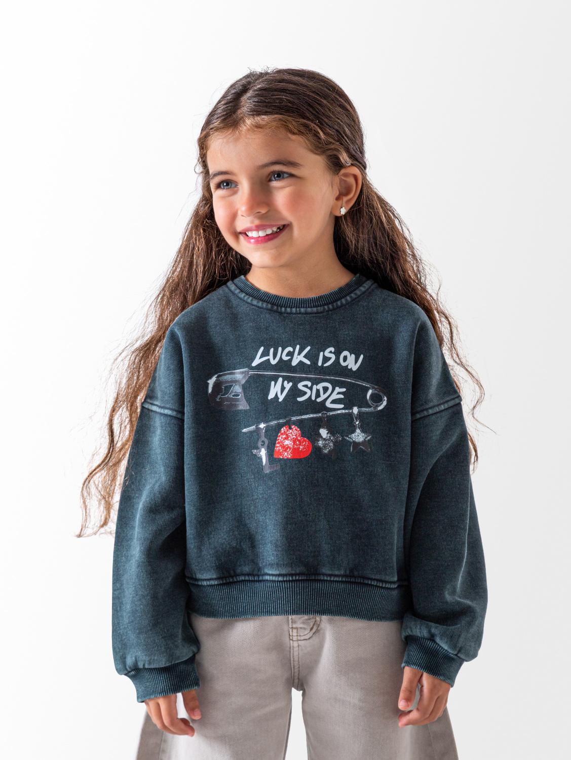 Girls' Black Luck Sweatshirt