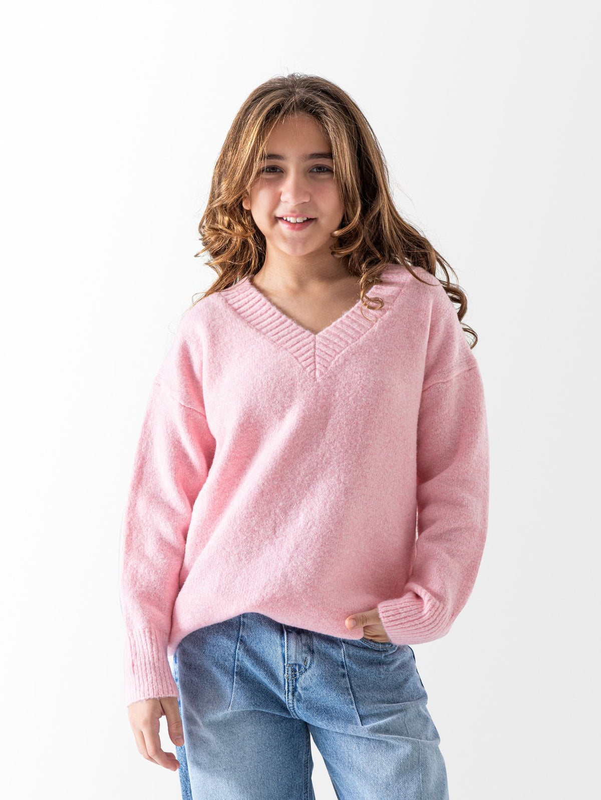 Ninos Kids storeGirls' Pink V Neck PulloverPulloversNINOS