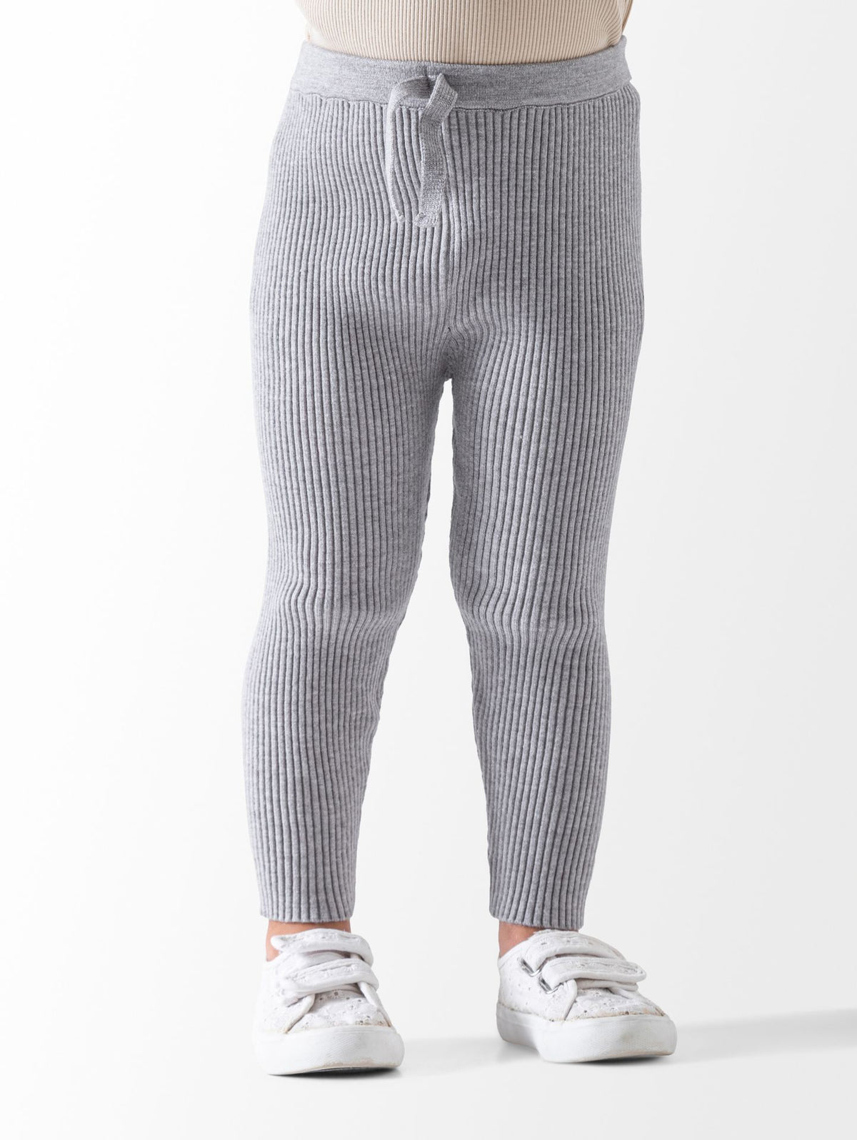 Ninos Kids storeGirls' Light Grey Ribbed Knit LeggingsLeggingsNINOS