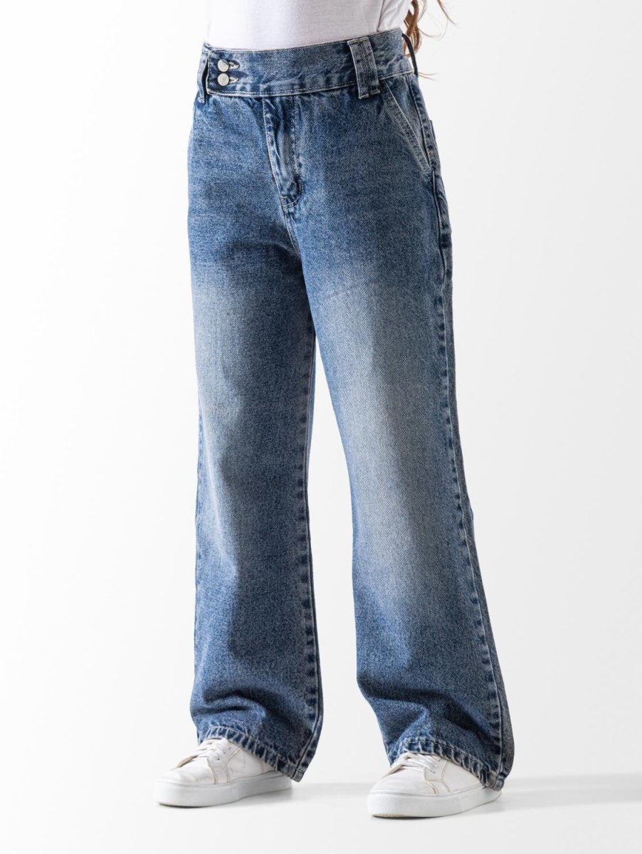 Ninos Kids storeGirls' Dirty Denim Wide Leg JeansJeans pantsNINOS
