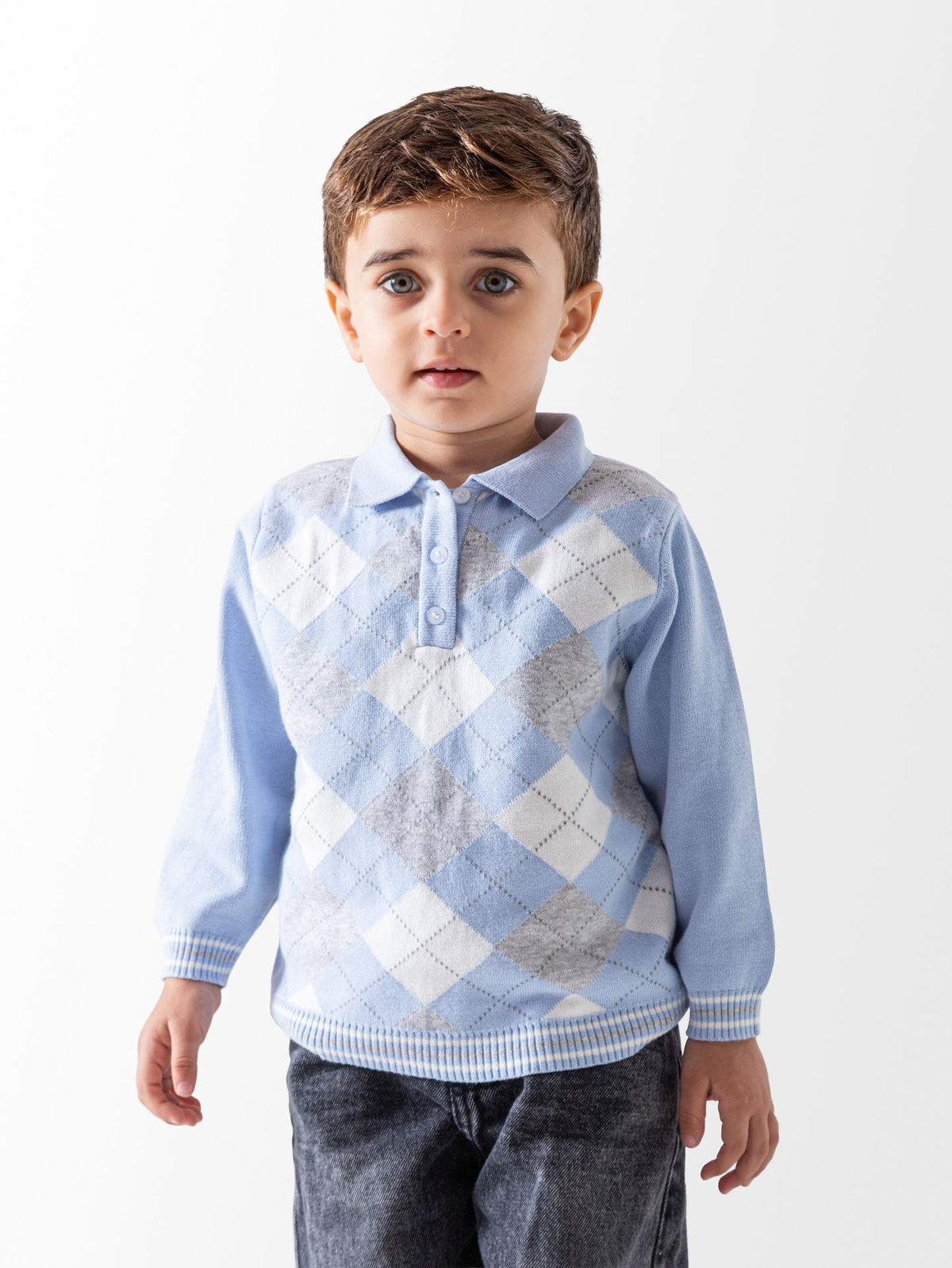 Baby Boys' Blue Diamond Pattern Pullover