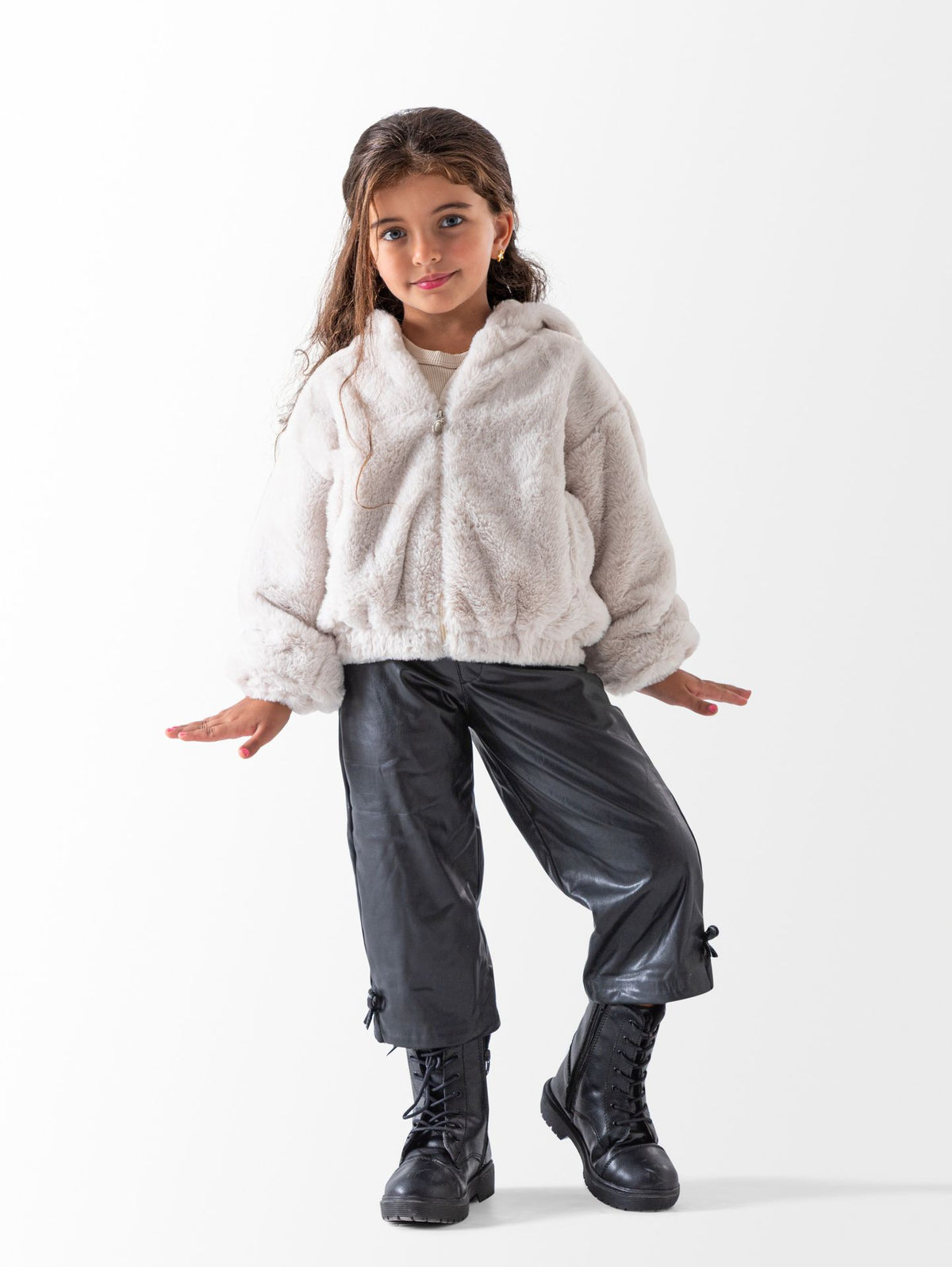 Ninos Kids storeGirls' Light Beige Faux Fur JacketJacketsNINOS