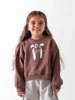 Ninos Kids storeGirls' Brown Bow SweatshirtSweatshirtsNINOS