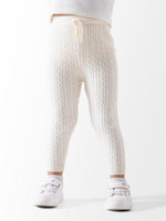Ninos Kids storeBaby Girls' Off-White Braided Knit LeggingsLeggingsNINOS