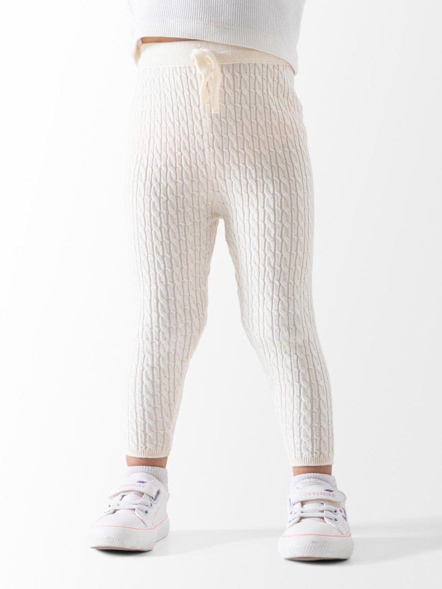 Ninos Kids storeGirls' Off-White Braided Knit LeggingsLeggingsNINOS