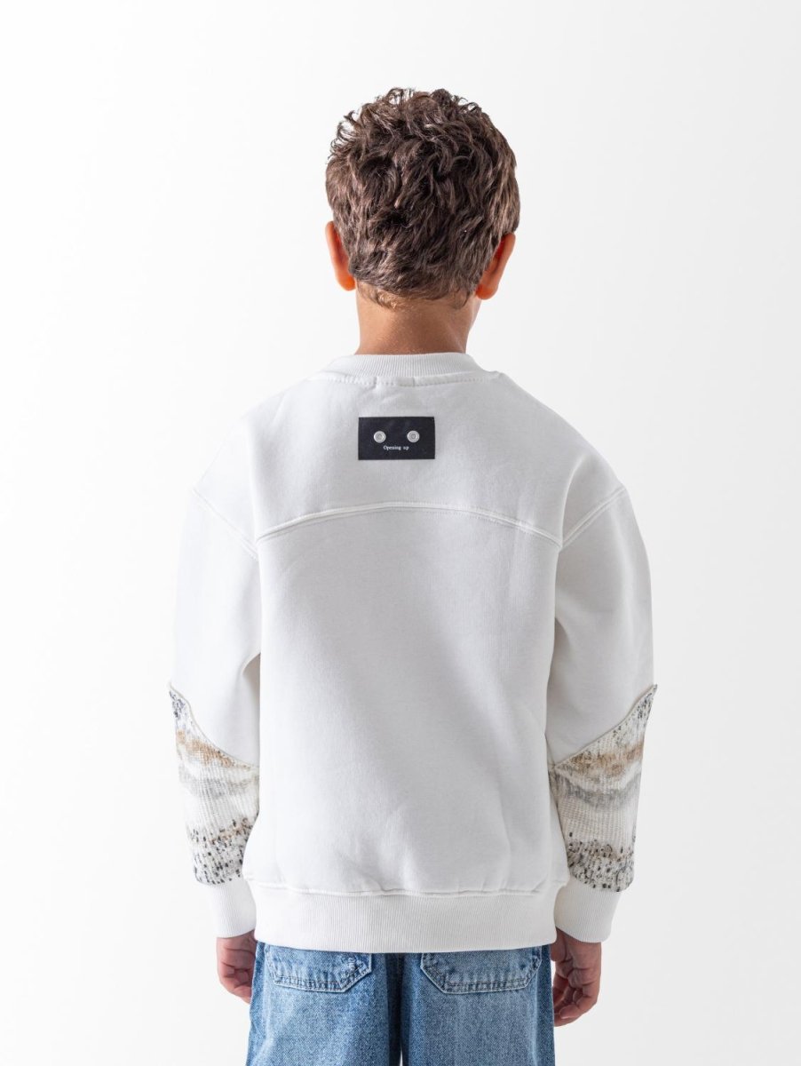 Ninos Kids storeBoys' White Wave Jacquard SweatshirtSweatshirtsNINOS