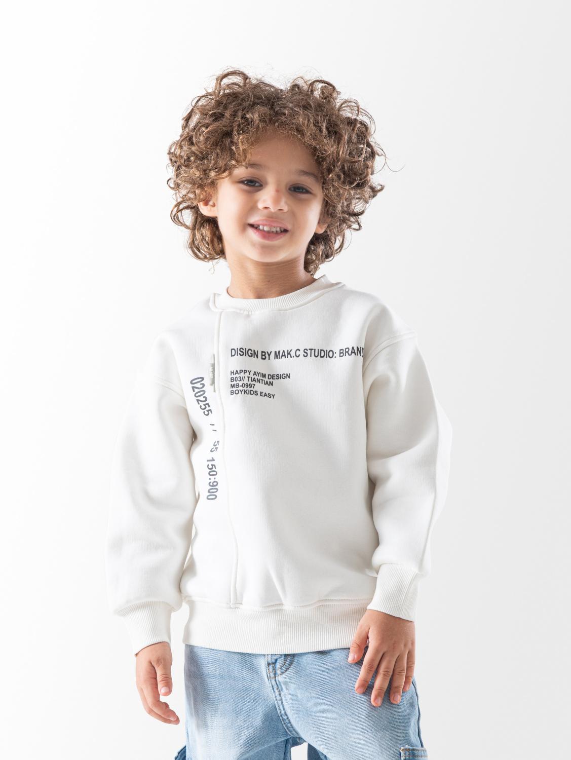 Ninos Kids storeBoys' White Design SweatshirtSweatshirtsNINOS
