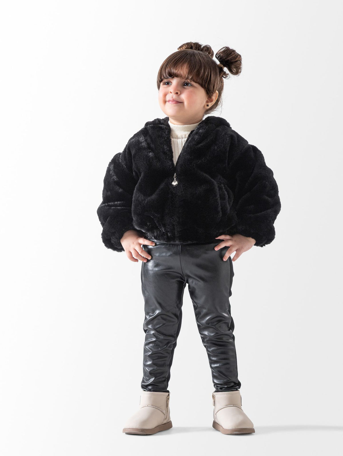 Ninos Kids storeBaby Girls' Black Faux Fur JacketJacketsNINOS