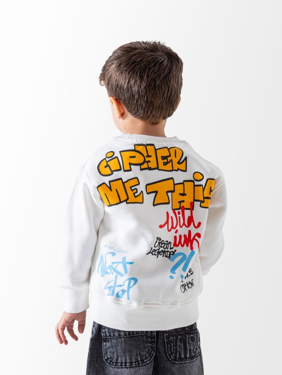 Ninos Kids storeBoys' White Wild Ink SweatshirtSweatshirtsNINOS